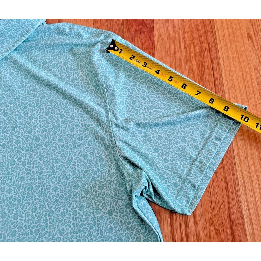 Hickey Freeman Shirt Mens XL Green Floral Polo Golf Short Sleeve Stretch EUC - Picture 4 of 10